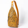 ADBG1443 American Darling Hand-Tooled Western Leather Sling Bag | Genuine Leather Floral Carved Crossbody