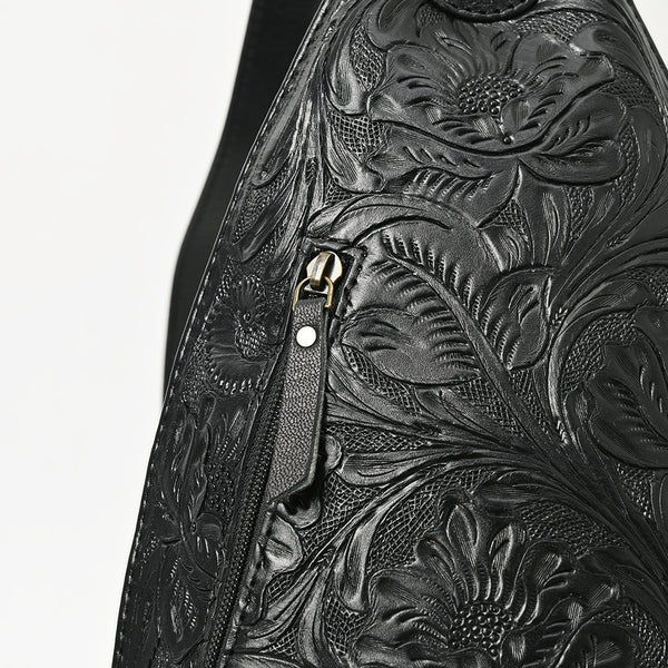 ADBG1443 American Darling Hand-Tooled Western Leather Sling Bag | Genuine Leather Floral Carved Crossbody