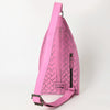 ADBG1443 American Darling Pink Hand Tooled Leather Sling Bag Western Floral Carved Crossbody