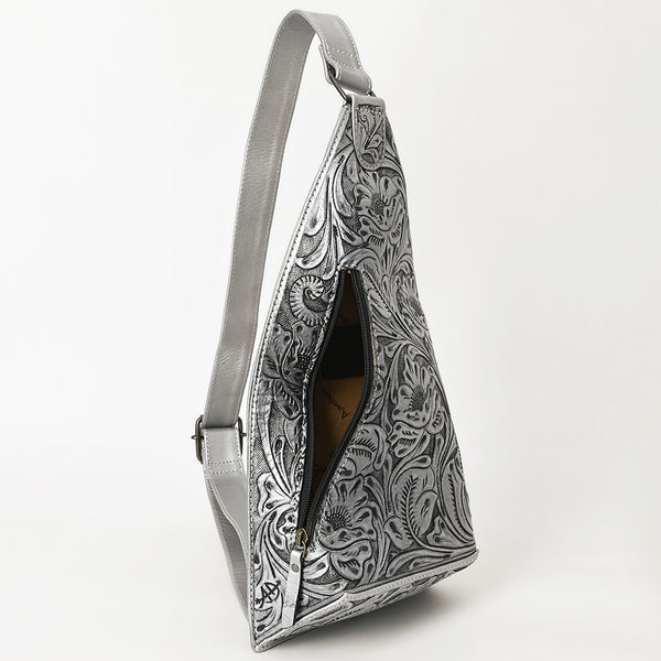 ADBG1443 American Darling Hand-Tooled Western Leather Sling Bag | Genuine Leather Floral Carved Crossbody