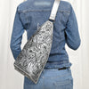 ADBG1443 American Darling Hand-Tooled Western Leather Sling Bag | Genuine Leather Floral Carved Crossbody