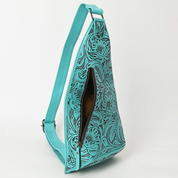ADBG1443 American Darling Hand-Tooled Western Leather Sling Bag | Genuine Leather Floral Carved Crossbody