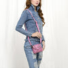 ADBG1444 American Darling Pink Hand Tooled Genuine Leather Western Crossbody Bag for Everyday Carry