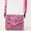 ADBG1444 American Darling Pink Hand Tooled Genuine Leather Western Crossbody Bag for Everyday Carry