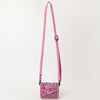 ADBG1444 American Darling Pink Hand Tooled Genuine Leather Western Crossbody Bag for Everyday Carry