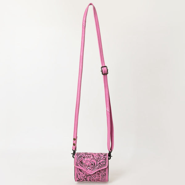 ADBG1444 American Darling Pink Hand Tooled Genuine Leather Western Crossbody Bag for Everyday Carry