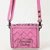 ADBG1444 American Darling Pink Hand Tooled Genuine Leather Western Crossbody Bag for Everyday Carry