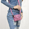 ADBG1444 American Darling Pink Hand Tooled Genuine Leather Western Crossbody Bag for Everyday Carry