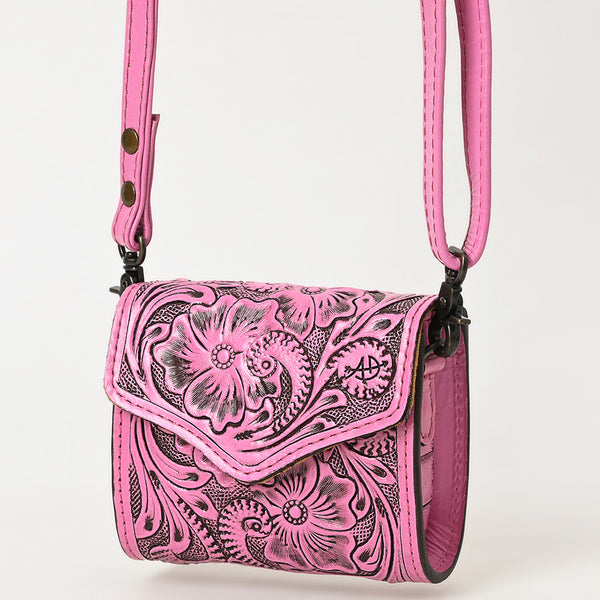 ADBG1444 American Darling Pink Hand Tooled Genuine Leather Western Crossbody Bag for Everyday Carry