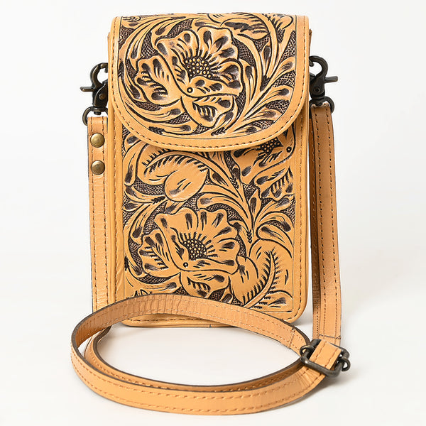 ADBG1448 American Darling Hand Tooled Leather Cell Phone Holder Western Crossbody