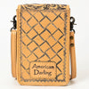 ADBG1448 American Darling Hand Tooled Leather Cell Phone Holder Western Crossbody