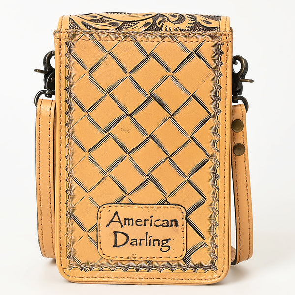 ADBG1448 American Darling Hand Tooled Leather Cell Phone Holder Western Crossbody