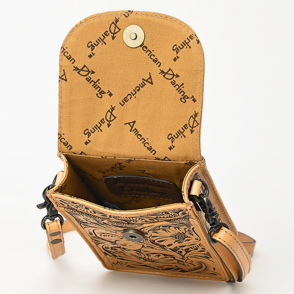ADBG1448 American Darling Hand Tooled Leather Cell Phone Holder Western Crossbody
