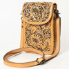 ADBG1448 American Darling Hand Tooled Leather Cell Phone Holder Western Crossbody