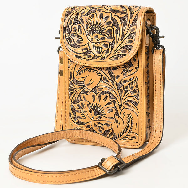 ADBG1448 American Darling Hand Tooled Leather Cell Phone Holder Western Crossbody