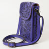 ADBG1448 American Darling Hand Tooled Leather Cell Phone Holder Western Crossbody