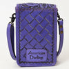 ADBG1448 American Darling Hand Tooled Leather Cell Phone Holder Western Crossbody