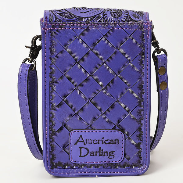 ADBG1448 American Darling Hand Tooled Leather Cell Phone Holder Western Crossbody
