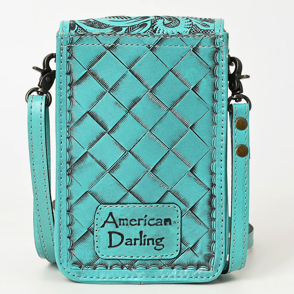 ADBG1448 American Darling Hand Tooled Leather Cell Phone Holder Western Crossbody