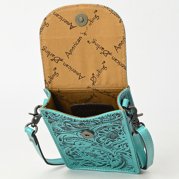 ADBG1448 American Darling Hand Tooled Leather Cell Phone Holder Western Crossbody