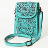 ADBG1448 American Darling Hand Tooled Leather Cell Phone Holder Western Crossbody