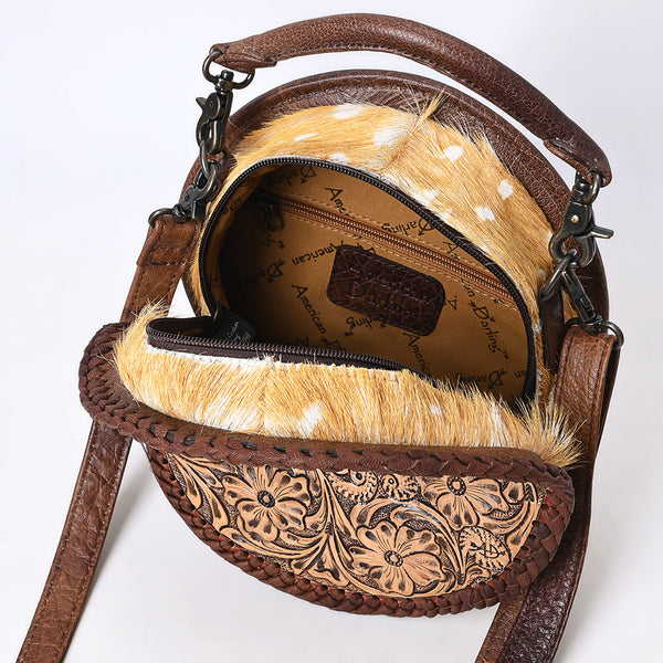 ADBG1449 American Darling Hand Tooled Western Leather Canteen Bag Genuine Leather Floral Carved Crossbody