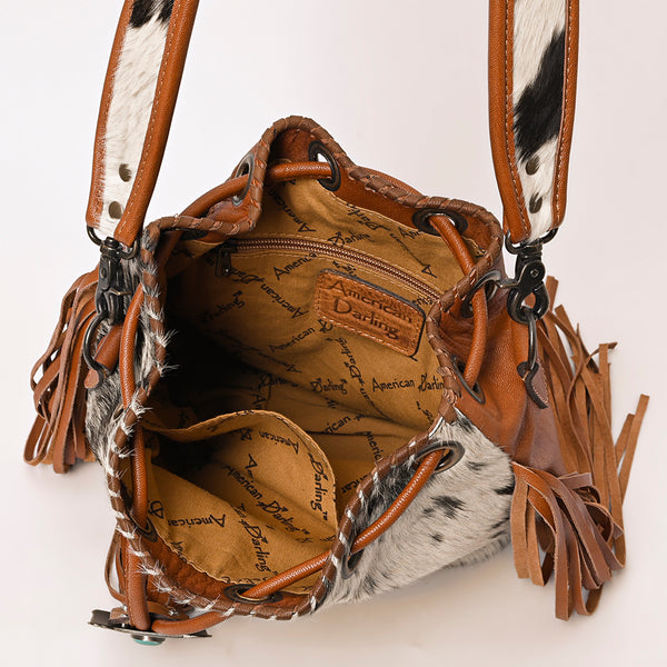 ADBG1272 American Darling Hair-On Cowhide Bucket Bag -Western Fringe Purse