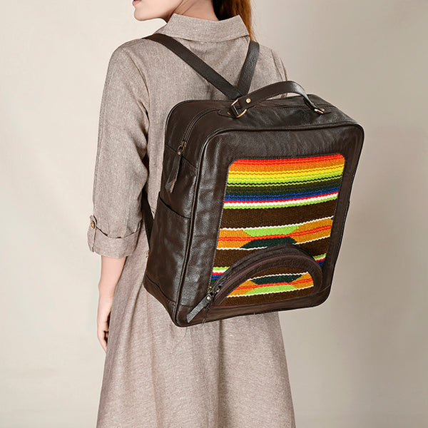 OHA138Backpack Saddle Blanket Genuine Leather Western Women Bag | for Laptop School Purse Travel