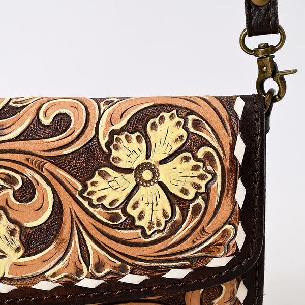 ADBGA553 American Darling Hand Tooled Floral Carved Small Cross body Bag