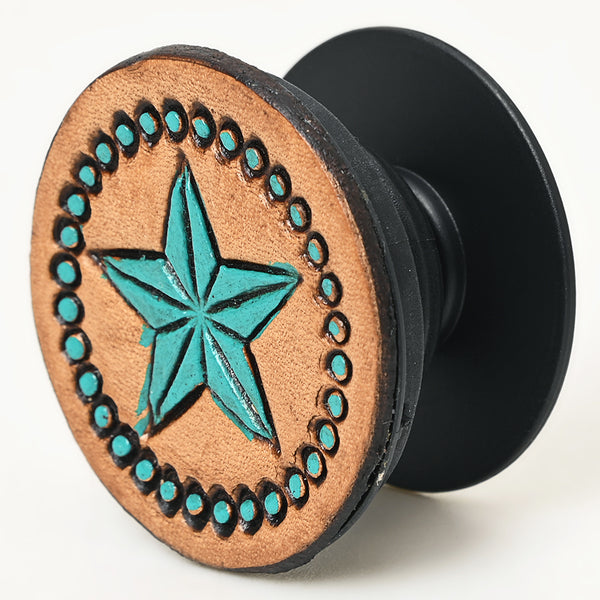 ADPNA101 Floral Design Hand-Tooled Leather Cell Phone Pop Socket - By American Darling