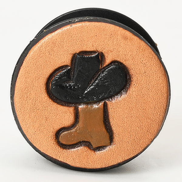 ADPNA101 Floral Design Hand-Tooled Leather Cell Phone Pop Socket - By American Darling