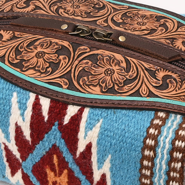 ADBGA555 American Darling Hand Woven Saddle Blanket & Tooled Leather Toiletry