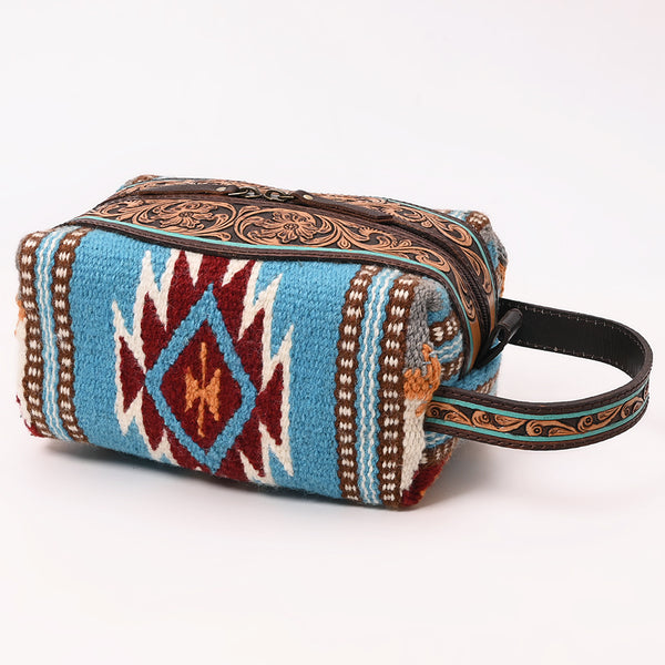 ADBGA555 American Darling Hand Woven Saddle Blanket & Tooled Leather Toiletry