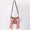 ADBGA419 American Darling Genuine Leather Fringed Crossbody Bag Hand Tooled Floral Carved