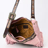 ADBGA419 American Darling Genuine Leather Fringed Crossbody Bag Hand Tooled Floral Carved
