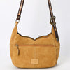 ADBGA419 American Darling Genuine Leather Fringed Crossbody Bag Hand Tooled Floral Carved