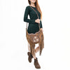 ADBGA419 American Darling Genuine Leather Fringed Crossbody Bag Hand Tooled Floral Carved