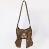 ADBGA419 American Darling Genuine Leather Fringed Crossbody Bag Hand Tooled Floral Carved