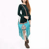 ADBGA419 American Darling Genuine Leather Fringed Crossbody Bag Hand Tooled Floral Carved