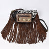 ADBGA550 American Darling Fringed Hair-On Cowhide Hand Tooled Leather Fanny Pack