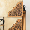 ADBGZ827 Cowhide & Hand-Tooled Leather Western Briefcase Bag - Natural Hair-On with Floral Accents