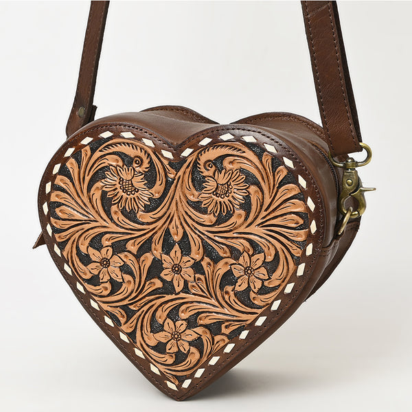 ADBGA430 American Darling Hand Tooled Leather Canteen Bag Floral Carved Crossbody