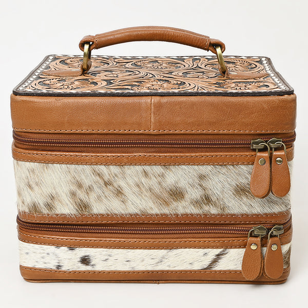 ADBGA454 American Darling Hair-On Cowhide Floral Carved Leather Jewelry Case