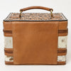 ADBGA454 American Darling Hair-On Cowhide Floral Carved Leather Jewelry Case