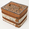 ADBGA454 American Darling Hair-On Cowhide Floral Carved Leather Jewelry Case