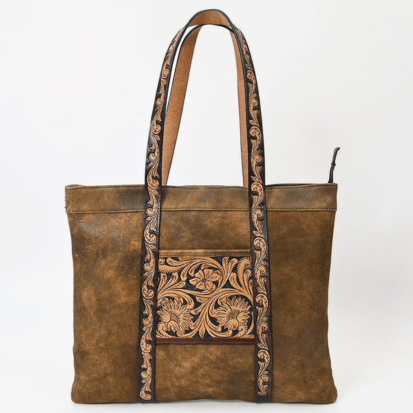 ADBGA479 American Darling Genuine Suede Leather Hand Tooled Floral Carved Tote Bag Western Purse