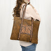 ADBGA479 American Darling Genuine Suede Leather Hand Tooled Floral Carved Tote Bag Western Purse
