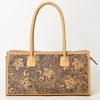 ADBGZ833 Hand-Tooled Leather Western Handbag - Floral Design with Braided Handles