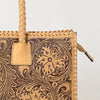 ADBGZ833 Hand-Tooled Leather Western Handbag - Floral Design with Braided Handles