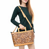 ADBGZ835 Hand-Tooled Leather Western Tote Handbag - Square Handle Design